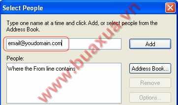 Nhập địa chỉ Email muốn tạo Rule và nhấn Add