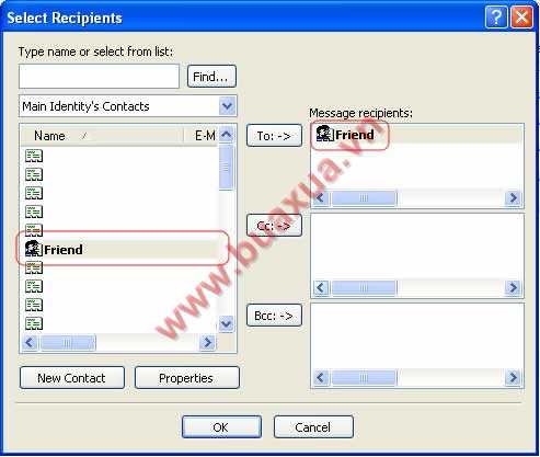 Chọn nhóm trong Address Book