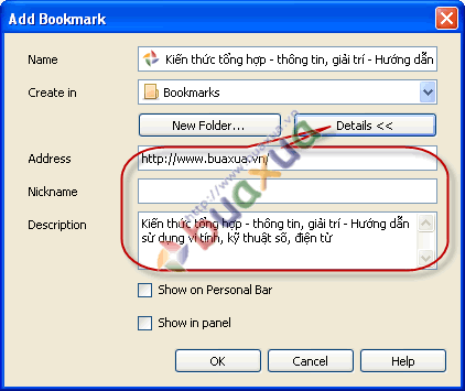 Lưu địa chỉ trang web