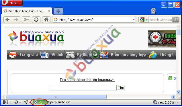 Sử dụng chức năng tăng tốc độ Opera Turbo