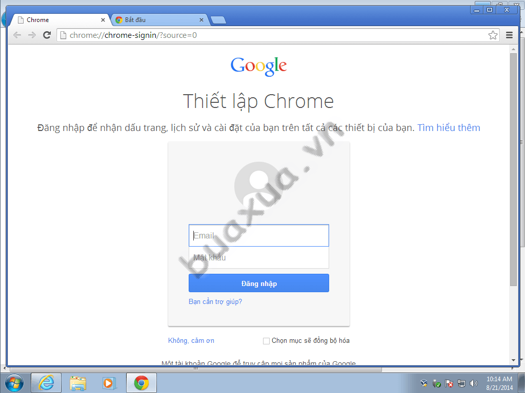 Hộp thoại đăng nhập vào tài khoản Google