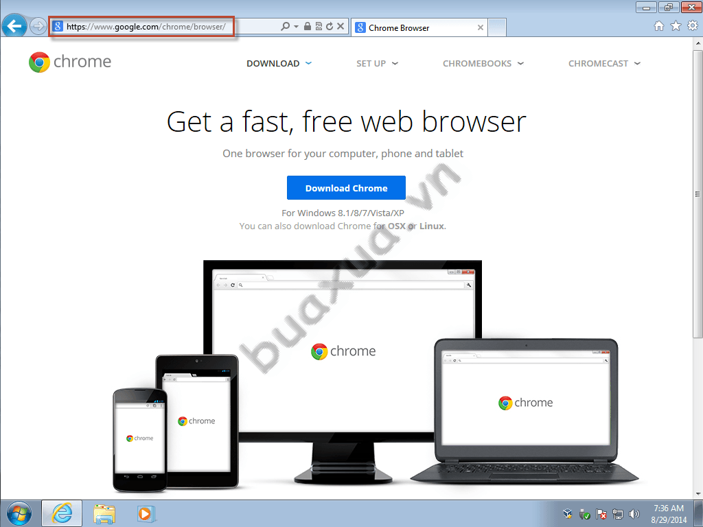 Truy cập vào trang web Google Chrome
