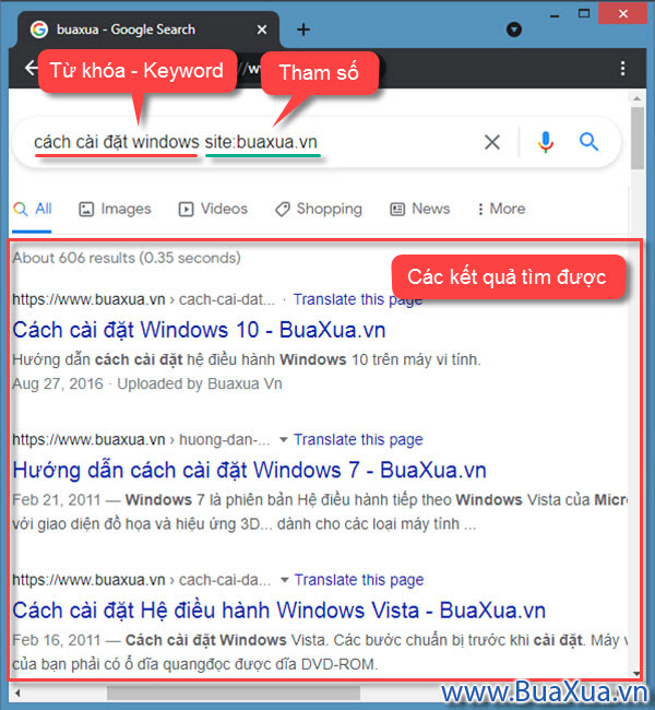 Tìm kiếm thông tin trên một trang web được chỉ định