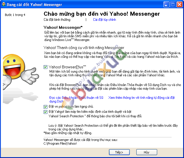 Màn hình cài đặt Yahoo messenger