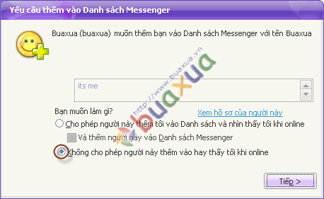 Từ chối yêu cầu thêm vào danh sách