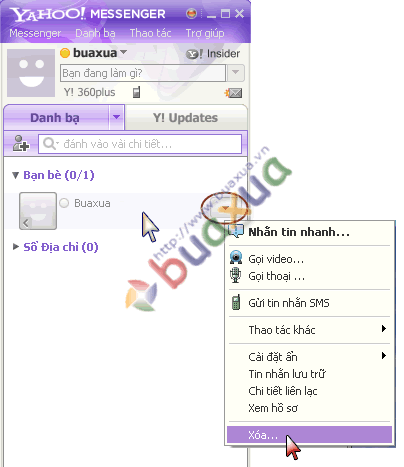 Xóa bạn bè khỏi danh bạ của Yahoo! Messenger