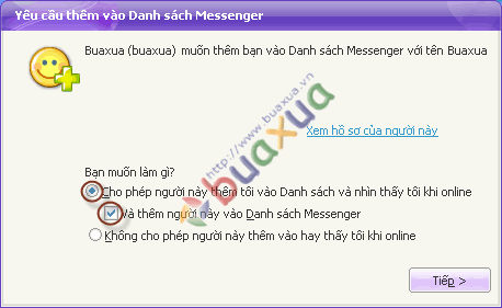 Chấp nhận yêu cầu thêm vào danh sách