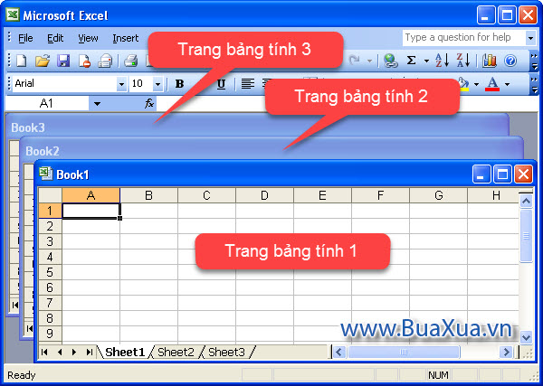 Làm việc với nhiều trang Worksheet trong Excel 2003