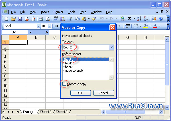 Hộp thoại Move or Copy Sheet