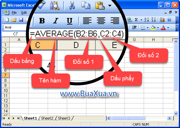 Hàm có hai đối số trong Excel 2003