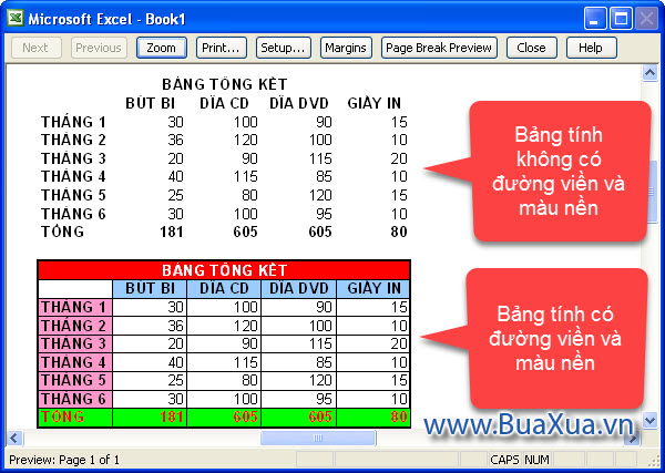 Cách Tạo Đường Viền Và Màu Nền Cho Ô Trong Bảng Tính Excel 2003 - Buaxua.Vn