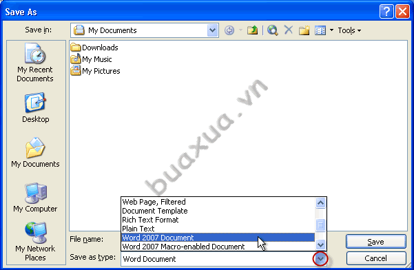 Lưu các tập tin Office 2007 từ Office 2003 hoặc cũ hơn