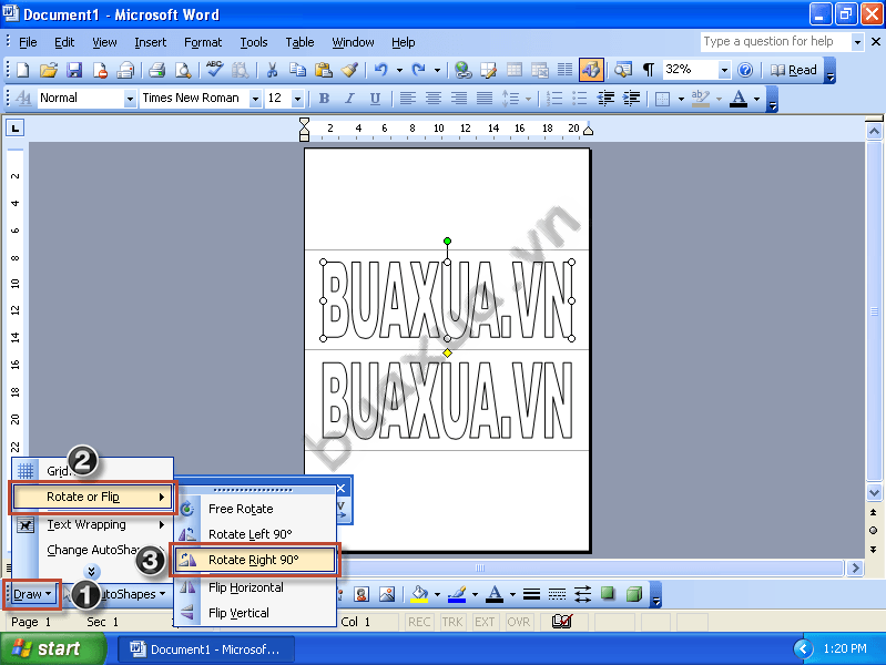 Xoay hình Wordart