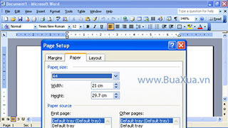 Cách chọn kích thước khổ giấy trong MS Word 2003