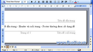 Cách định khoảng cách cho tiêu đề đầu trang và cuối trang trong MS Word 2003