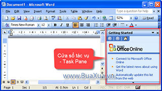 Cách đóng cửa sổ tác vụ Task Pane trong MS Word 2003