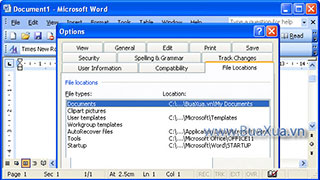 Cách thay đổi thư mục lưu trữ các tập tin trong MS Word 2003