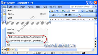 Cách thiết lập danh sách các tập tin mới sử dụng trong MS Word 2003