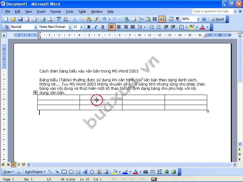 Thay đổi kích thước chiều cao của dòng