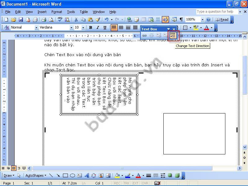 Thay đổi chiều văn bản trong Text Box