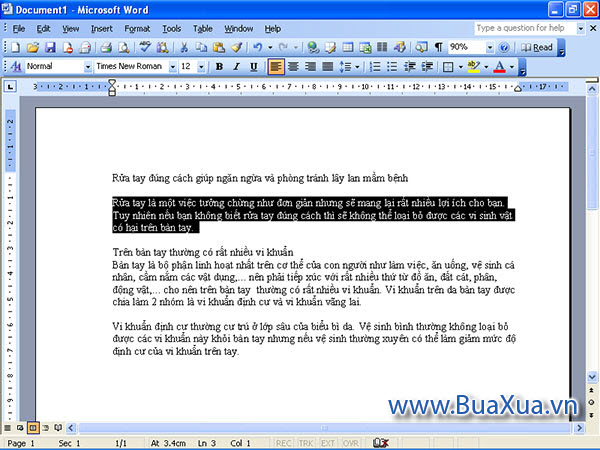 Đánh dấu chọn văn bản trong Word