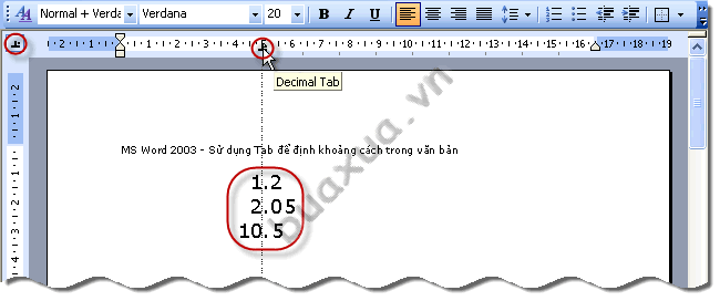 Decimal Tab - Tab thập phân trong Word