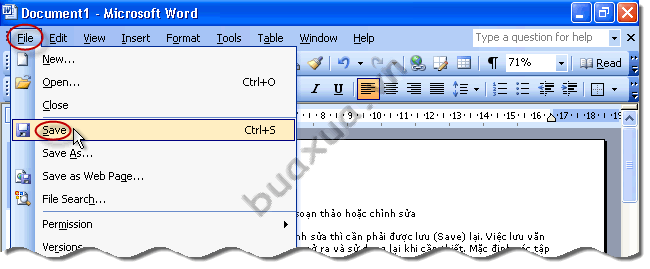 vào trình đơn File và chọn Save