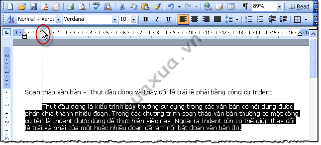 Thay đổi lề dòng đầu tiên của đoạn văn bản - First Line Indent