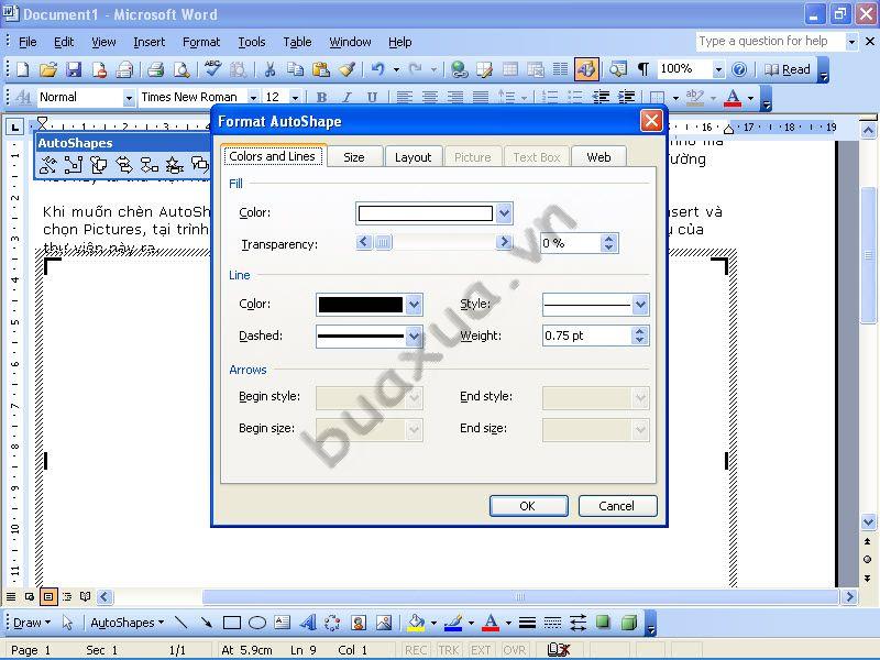 Thay đổi màu sắc cho AutoShapes