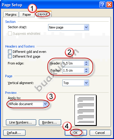 Định khoảng cách cho tiêu đề đầu trang và cuối trang Header and Footer