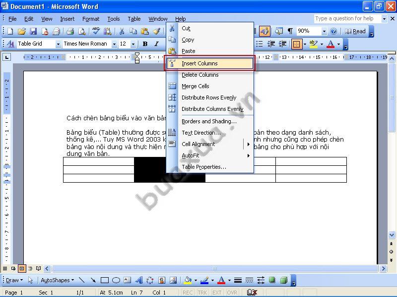 Cách thêm hoặc xóa dòng và cột của bảng trong MS Word 2003 ...