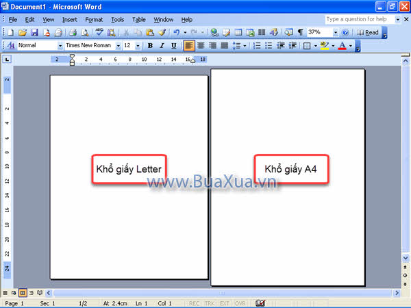 Thay đổi kích thước khổ giấy trong MS Word 2003
