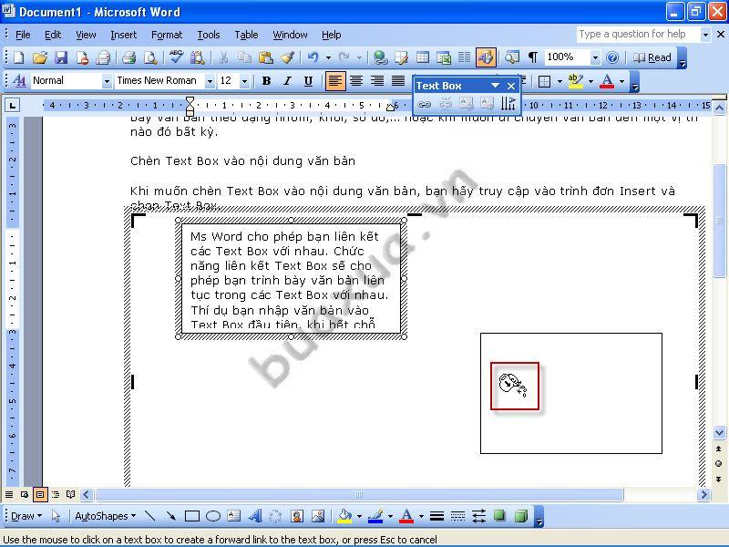 Chọn text Box muốn liên kết