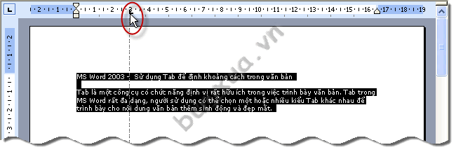 nhấn nút trái chuột để đánh dấu Tab