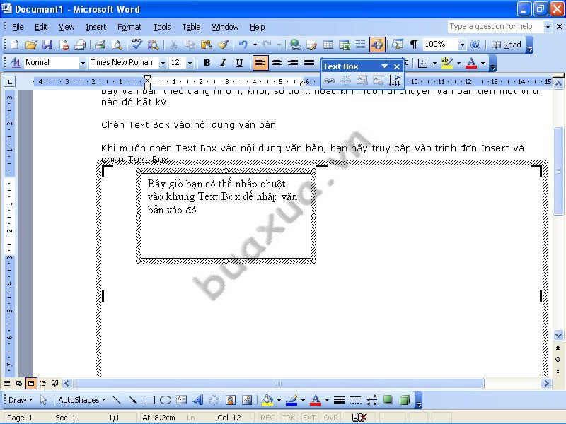 Nhập văn bản vào khung Text Box 