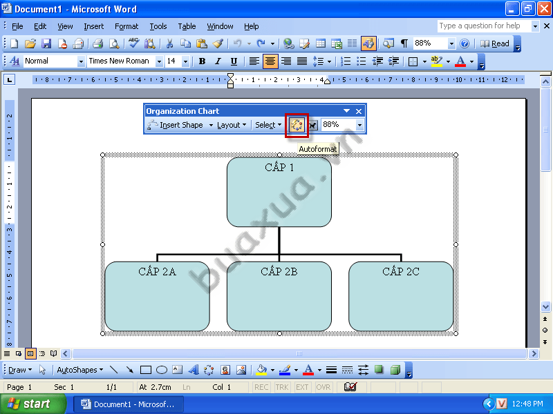 Chọn Autoformat trên thanh công cụ Organization Chart