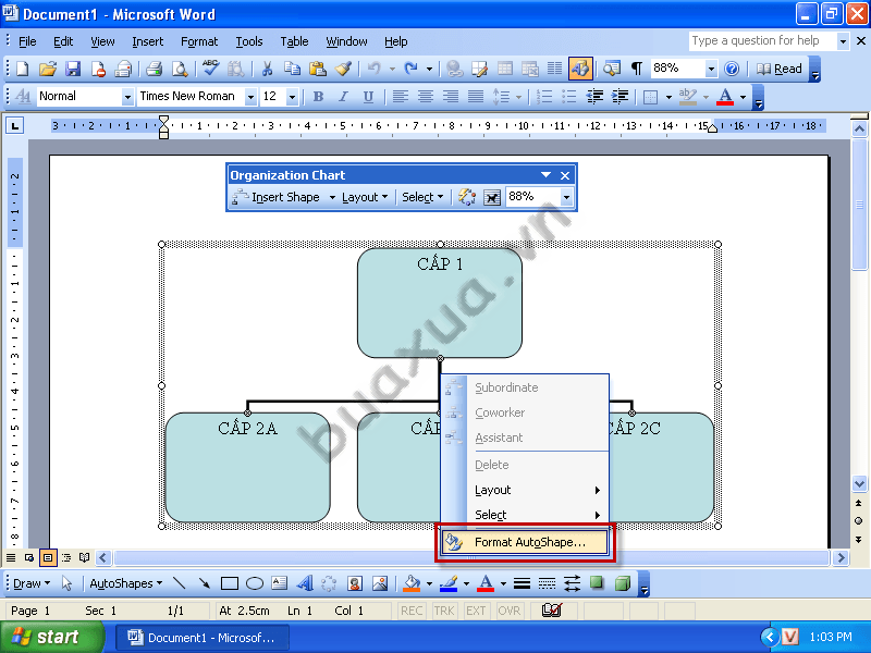 Nhấn nút phải chuột vào đường nối sau đó chọn Format AutoSharp