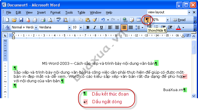 Cách phân biệt ngắt dòng và đoạn