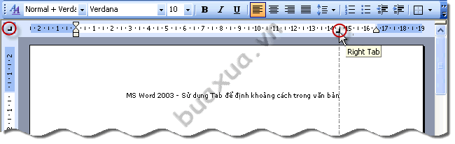 Right Tab - Tab phải trong Word