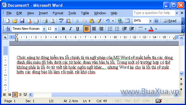 Cách tắt hiển thị lỗi chính tả và ngữ pháp trong MS Word 2003