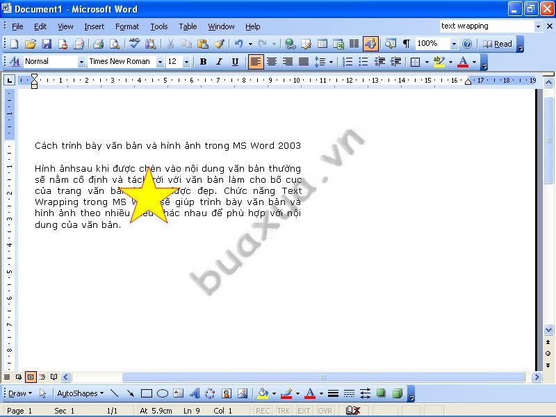 Text Wrapping - In Front of Text