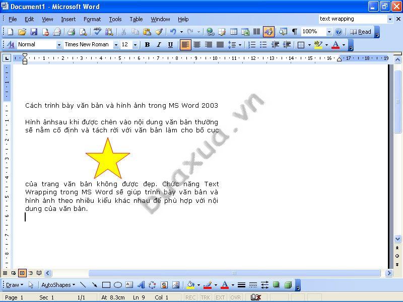 Text Wrapping - Top and Bottom