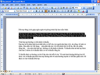 Thao tác đánh dấu chọn văn bản trong MS Word