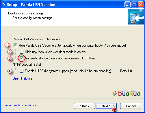 Phần thiết lập cấu hình Configuration settings