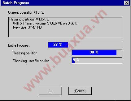 Chương trình đang phân chia Partition