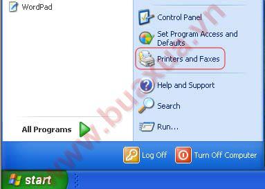 chọn Printers and Faxes