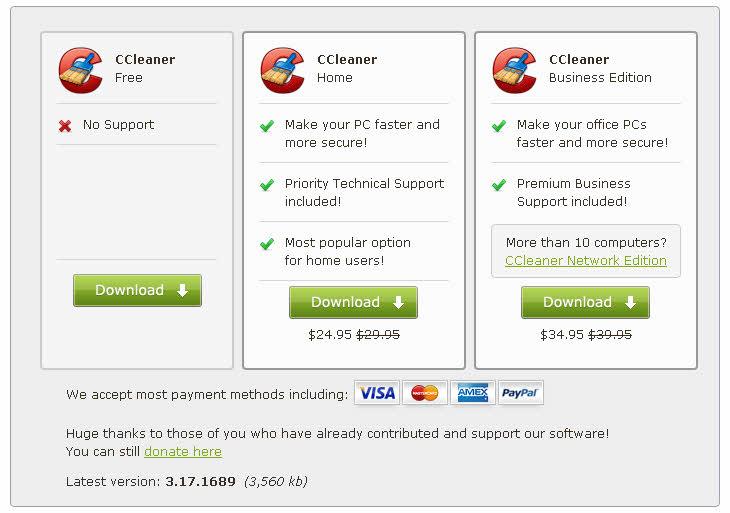 Tải chương trình cài đặt CCleaner