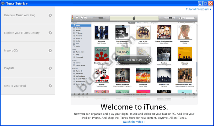 Cửa sổ iTunes Tutorials