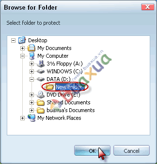 Chọn thư mục muốn bảo vệ