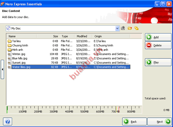 có thể tiếp tục thêm dữ liệu vào bằng cách nhấn tiếp Add hoặc nhấn Delete để xóa không ghi vào dĩa